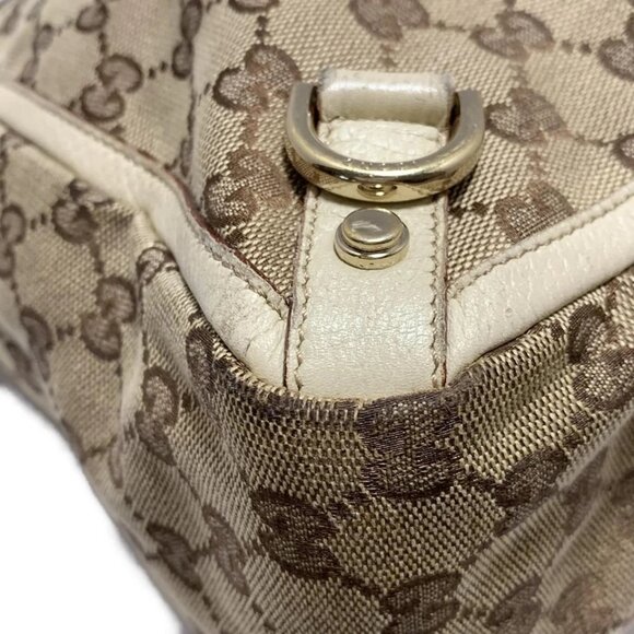 GUCCI GG Pattern, Abbey Beige Dark Brown Cream Jacquard Leather 344-041925 - Picture 6 of 9